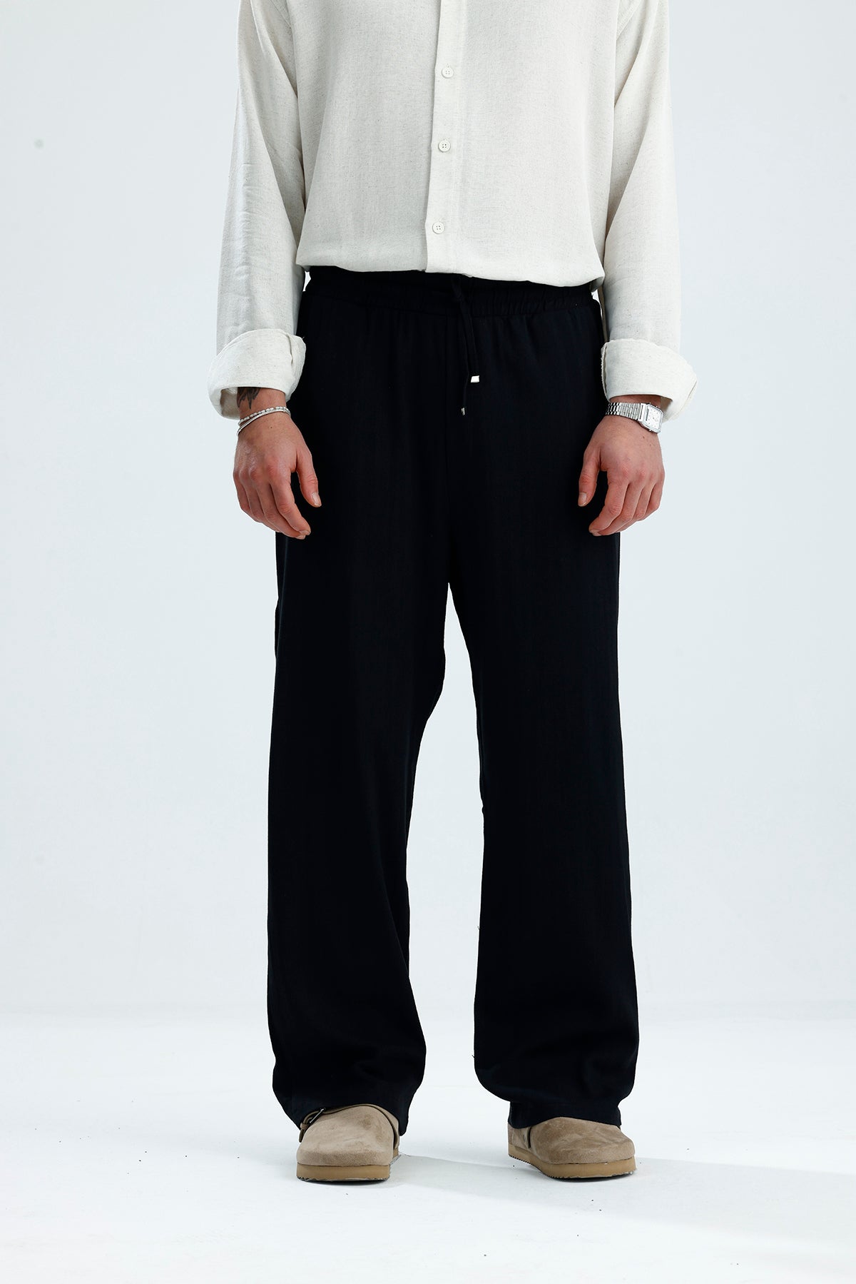 Pamuklu Keten Relaxed Fit Pantolon
