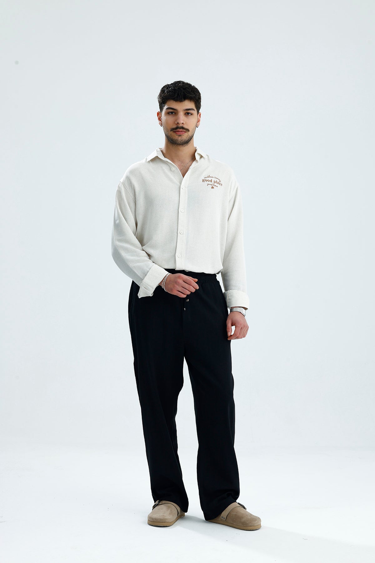 Pamuklu Keten Relaxed Fit Pantolon
