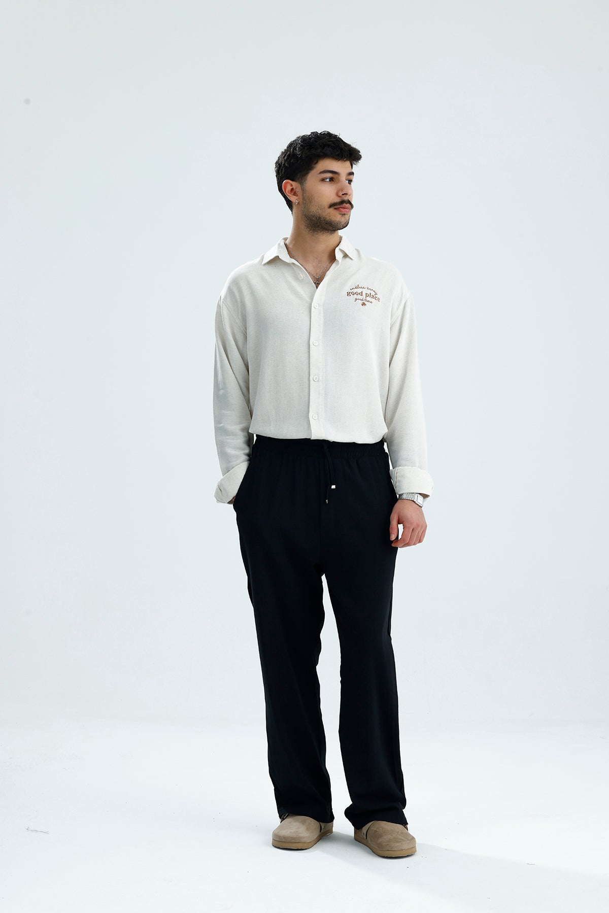 Pamuklu Keten Relaxed Fit Pantolon
