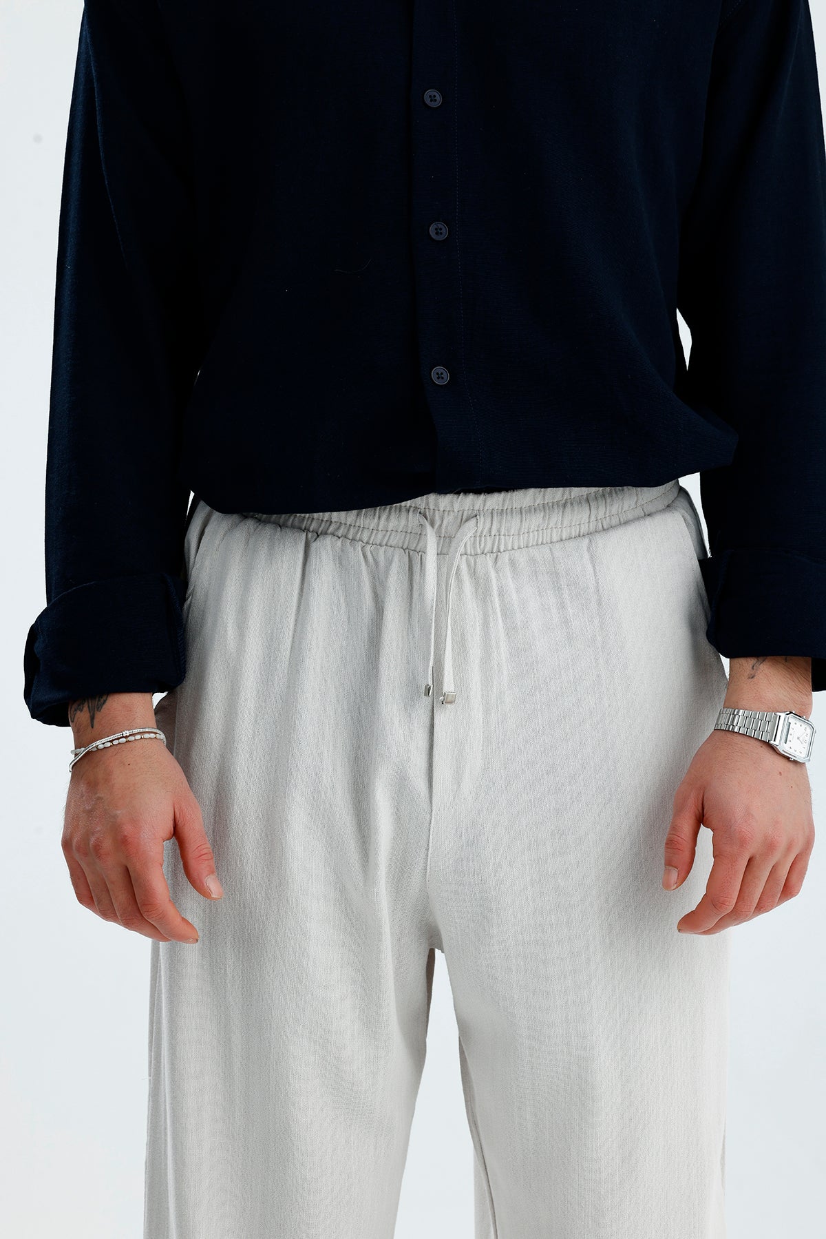 Pamuklu Keten Relaxed Fit Pantolon