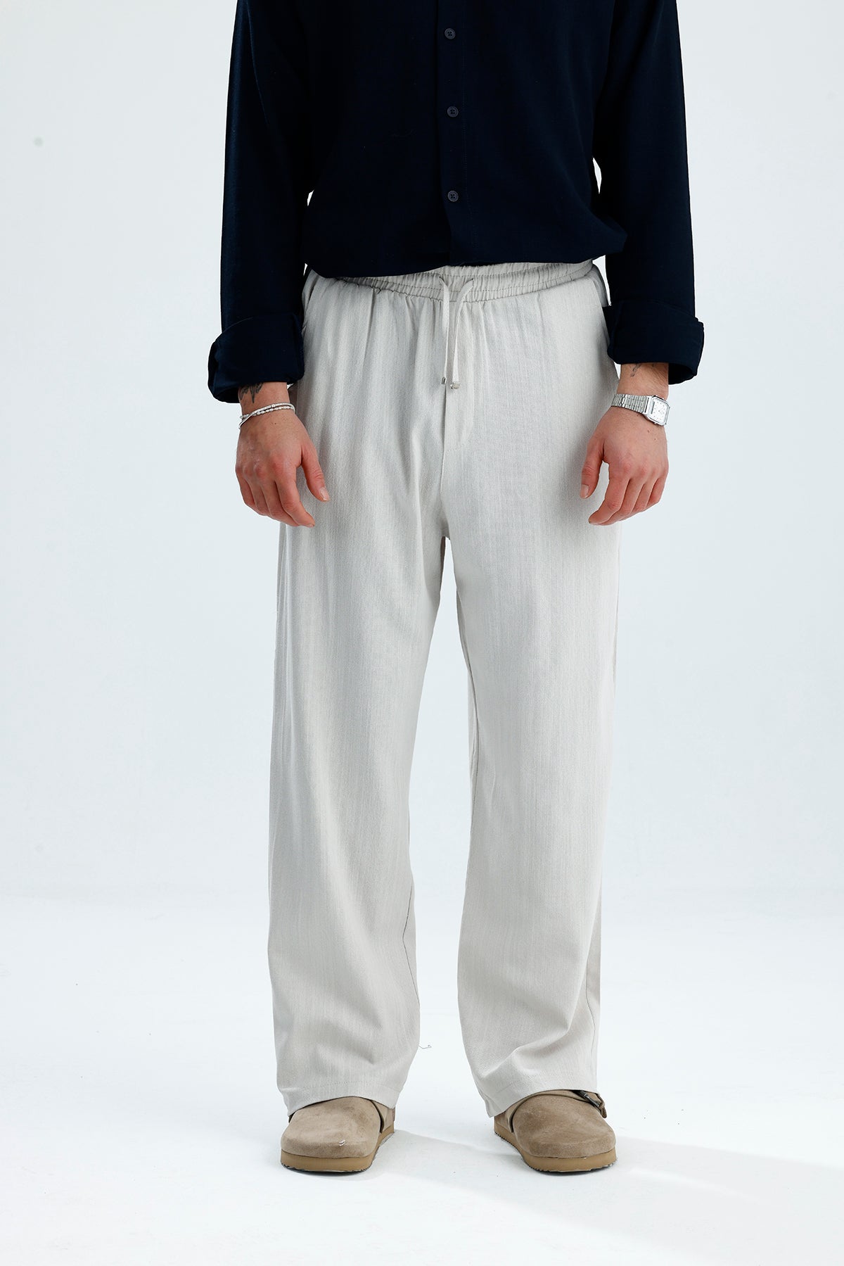 Pamuklu Keten Relaxed Fit Pantolon