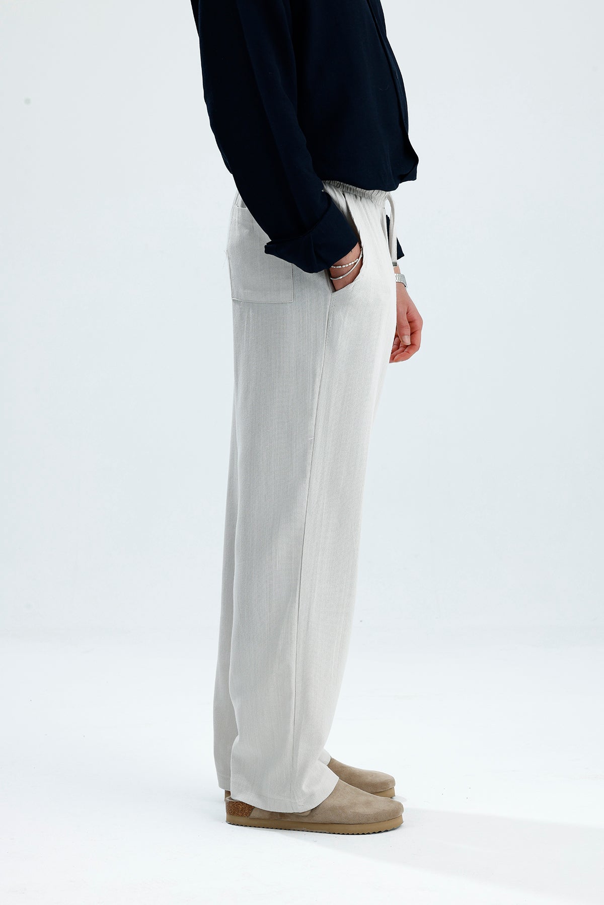 Pamuklu Keten Relaxed Fit Pantolon