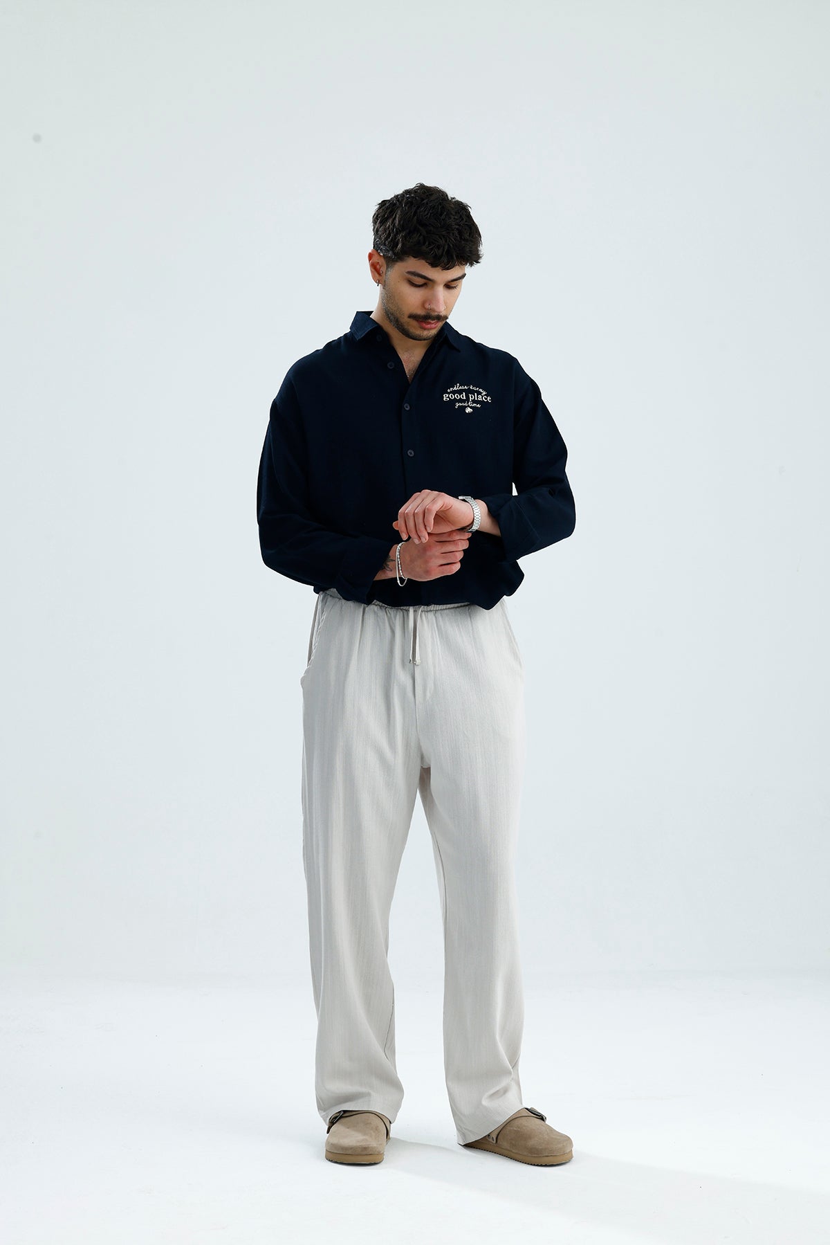 Pamuklu Keten Relaxed Fit Pantolon