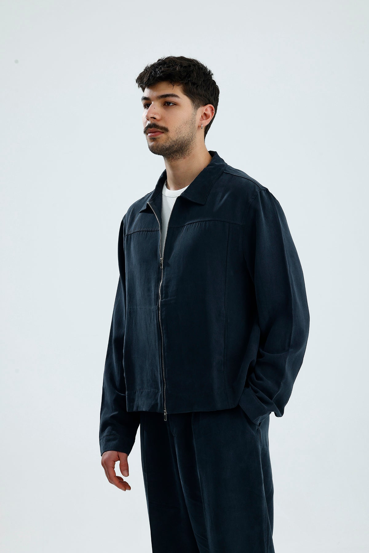 Mevsimlik Çift Fermuarlı Premium Modal Kumaş Ceket