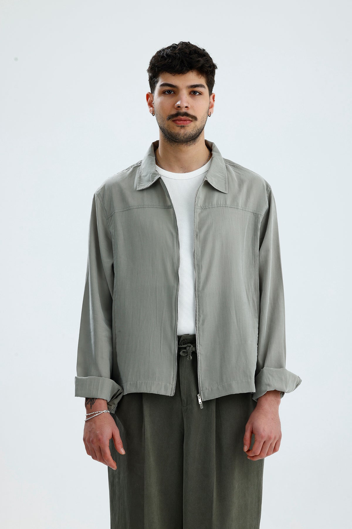 Mevsimlik Çift Fermuarlı Premium Modal Kumaş Ceket