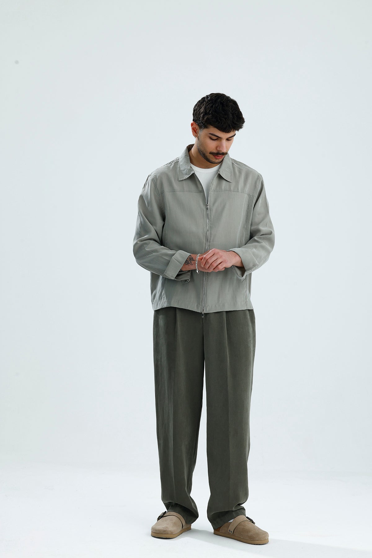 Mevsimlik Çift Fermuarlı Premium Modal Kumaş Ceket