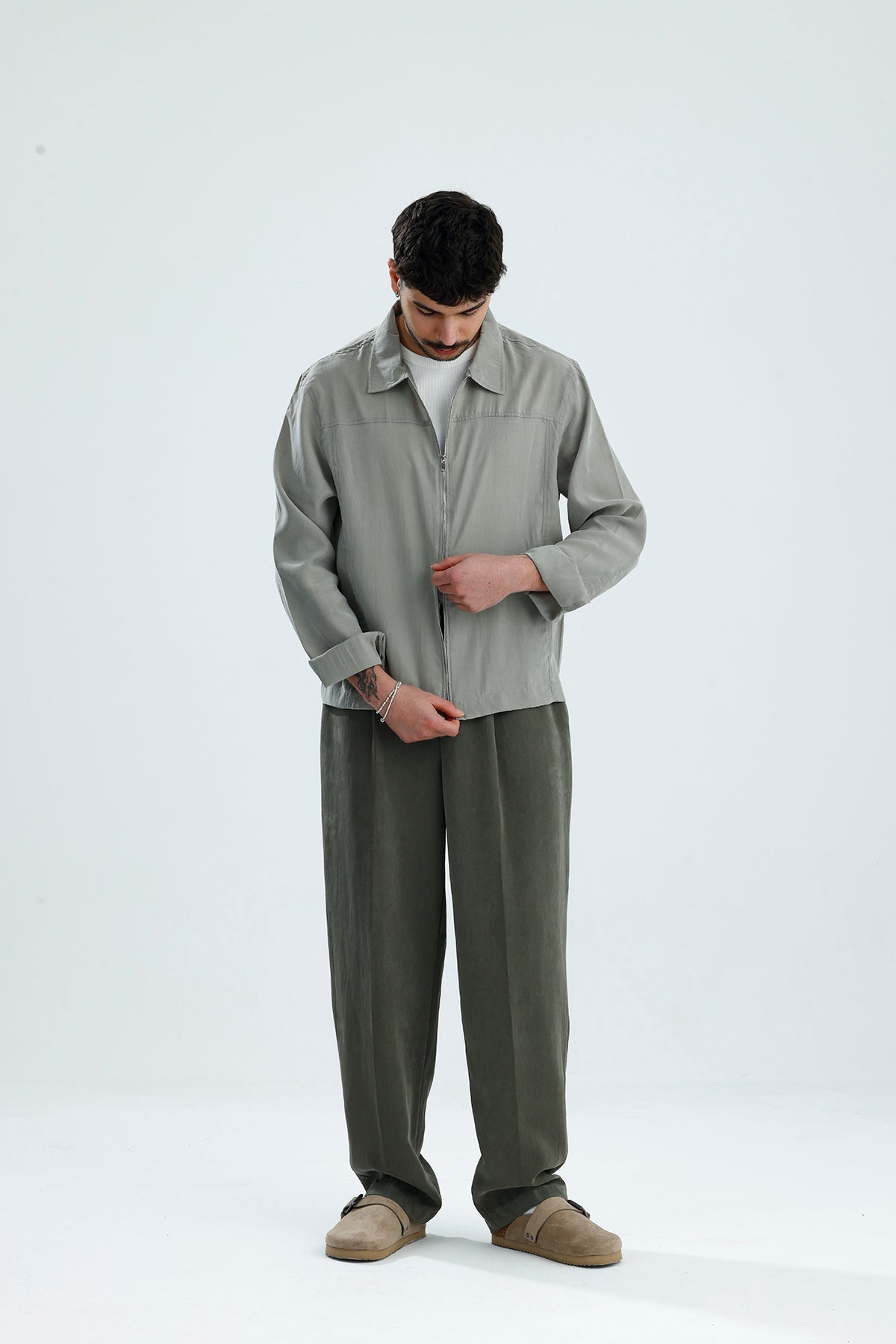 Mevsimlik Çift Fermuarlı Premium Modal Kumaş Ceket