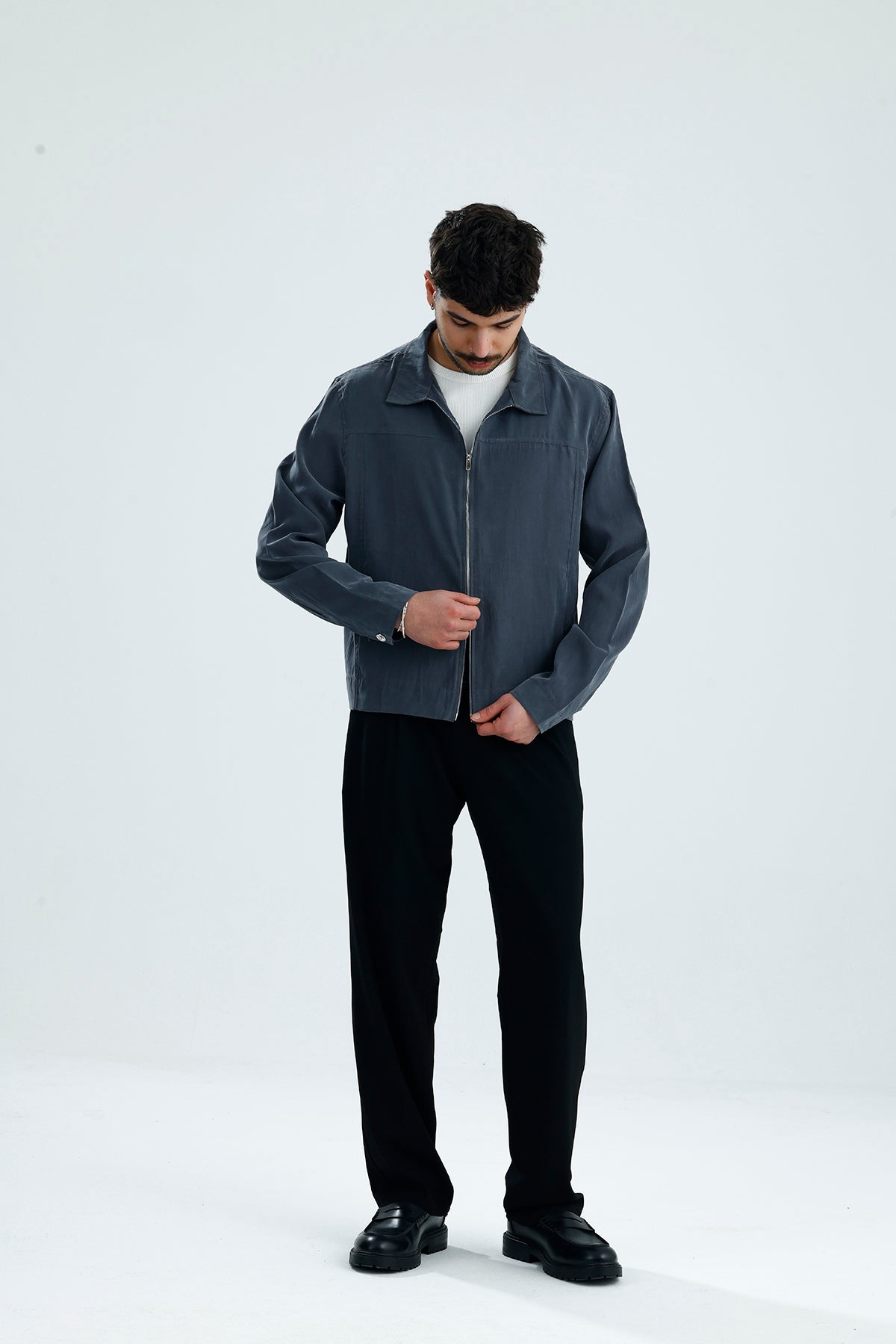 Mevsimlik Çift Fermuarlı Premium Modal Kumaş Ceket