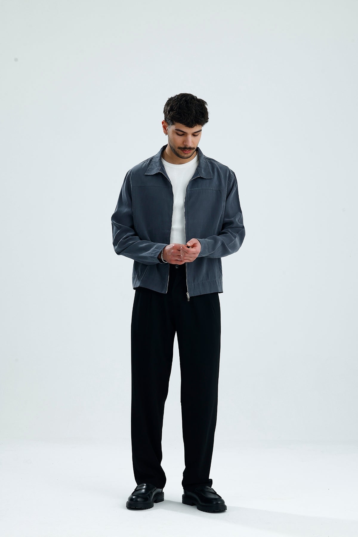 Mevsimlik Çift Fermuarlı Premium Modal Kumaş Ceket