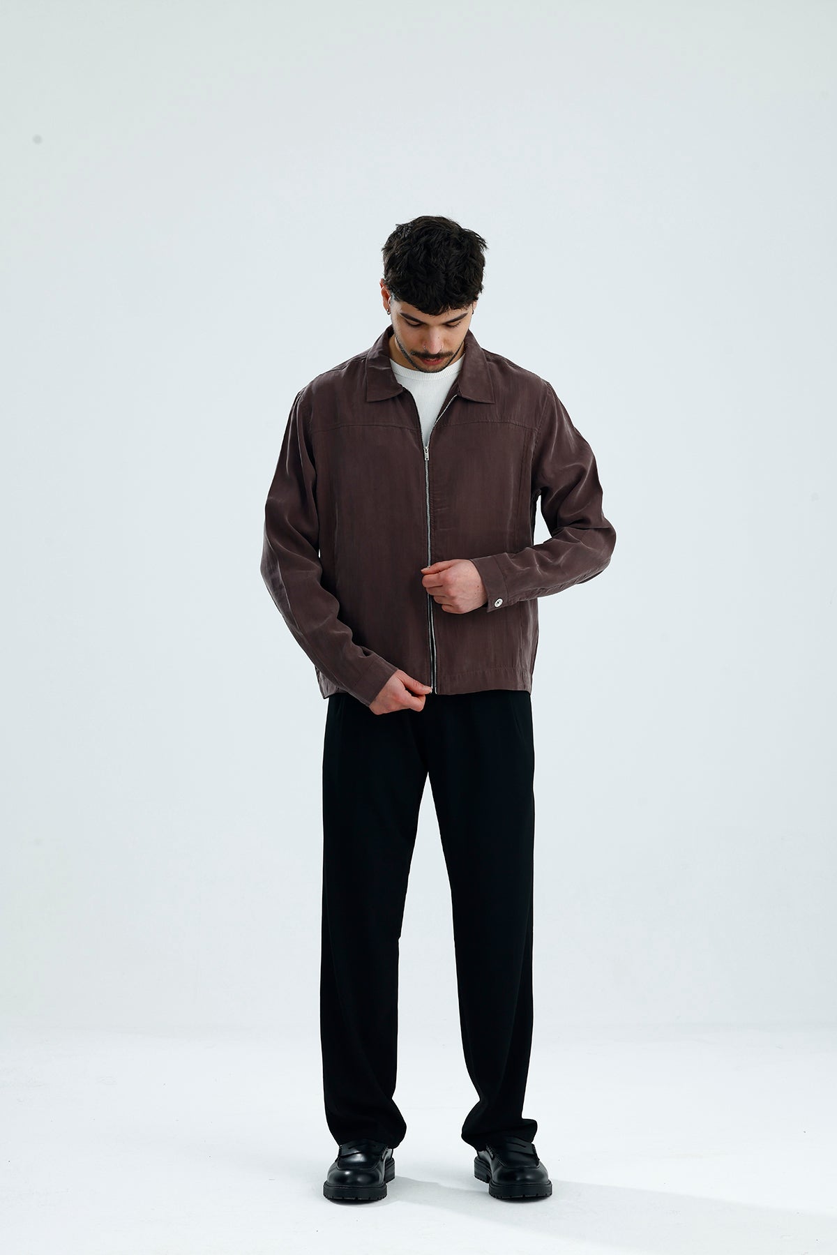 Mevsimlik Çift Fermuarlı Premium Modal Kumaş Ceket