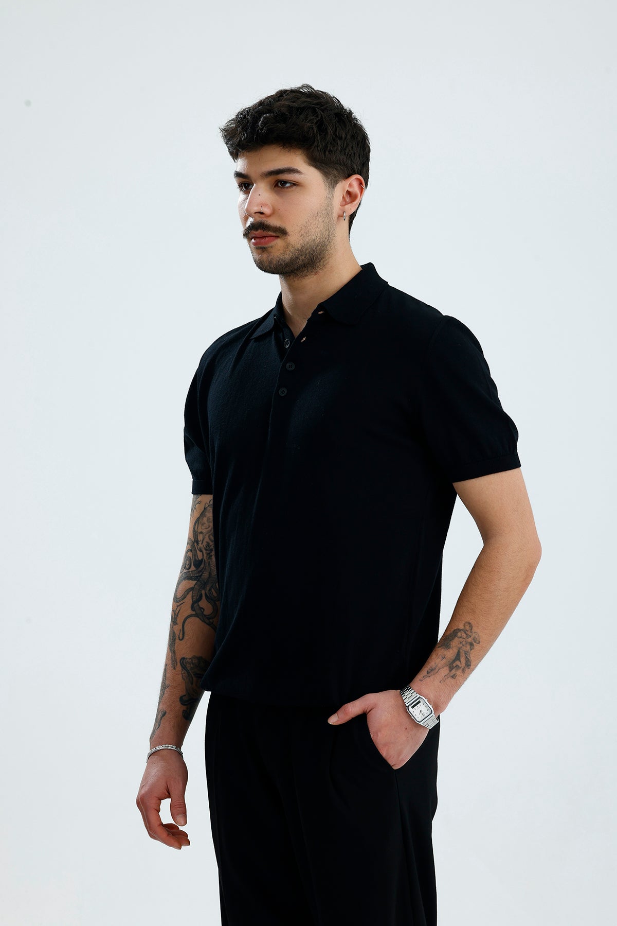 Relaxed Muscle Fit Polo Yaka Kısa Kollu Triko
