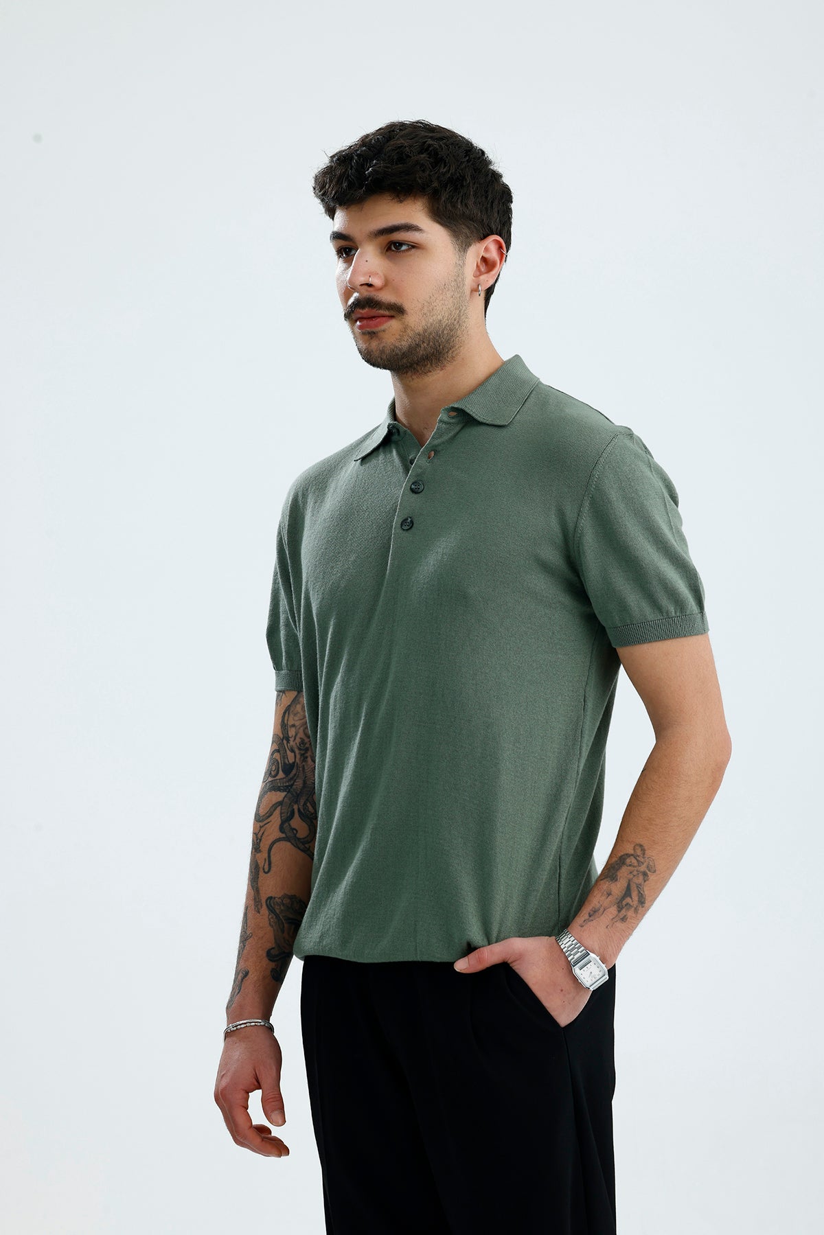 Relaxed Muscle Fit Polo Yaka Kısa Kollu Triko