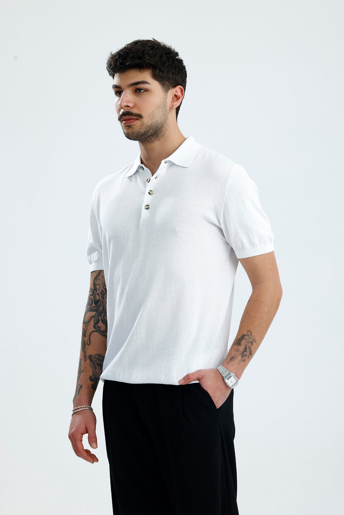 Relaxed Muscle Fit Polo Yaka Kısa Kollu Triko