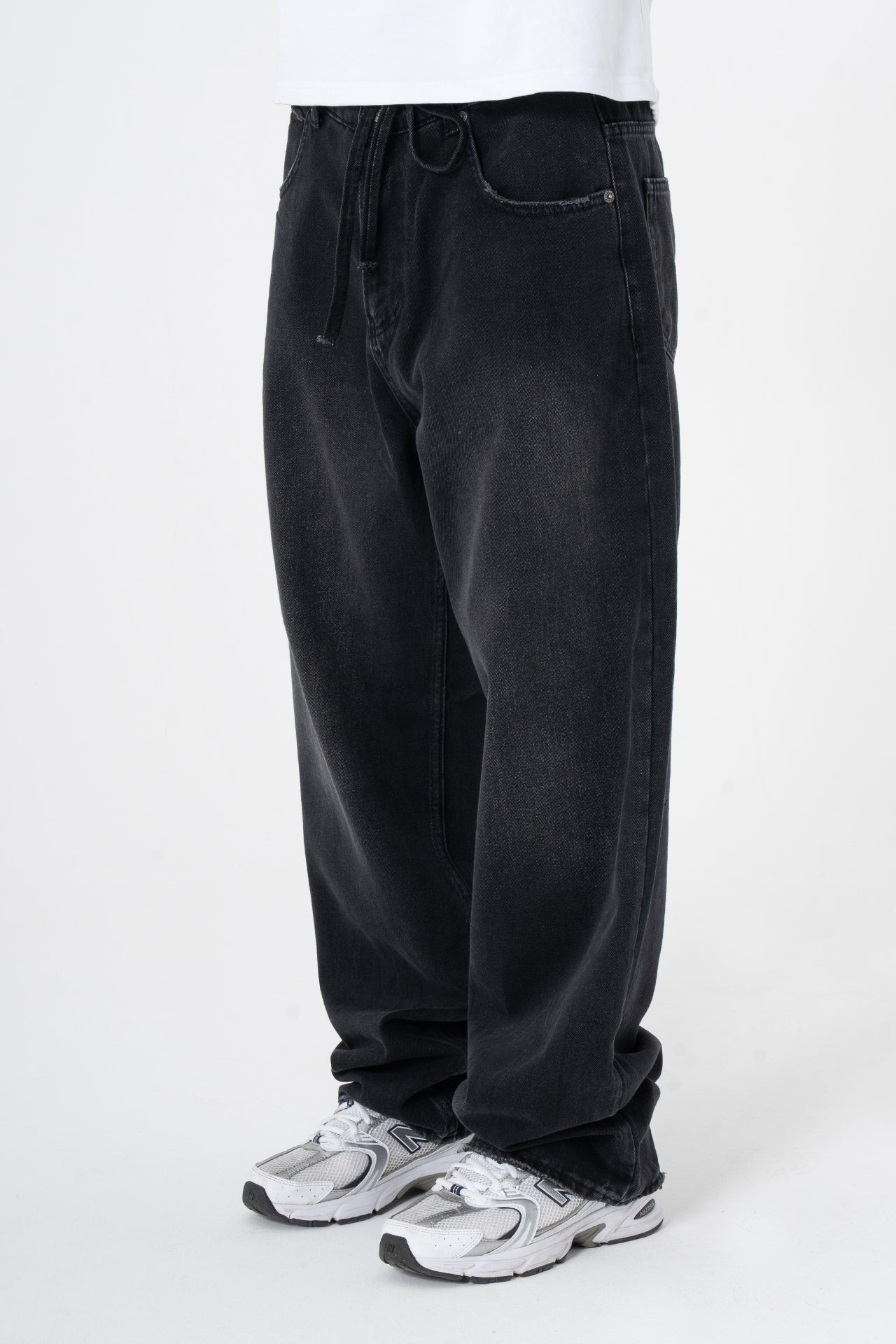 Bağcıklı Yıkama Detay Premium Baggy Kot Pantolon