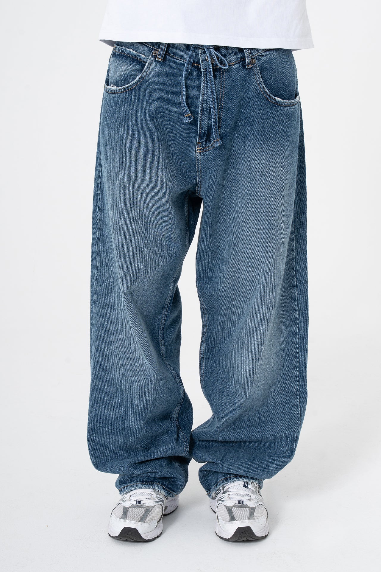 Bağcıklı Yıkama Detay Premium Baggy Kot Pantolon