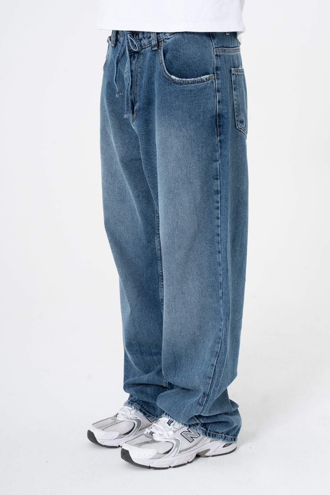 Bağcıklı Yıkama Detay Premium Baggy Kot Pantolon