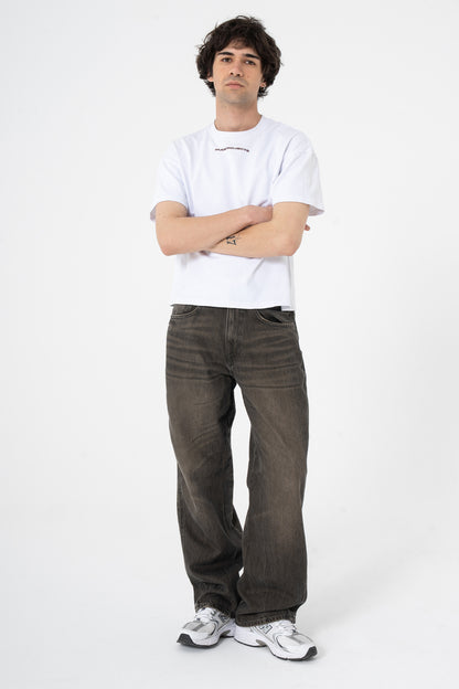 ATE Dikiş Detaylı Kahve Baggy Jean