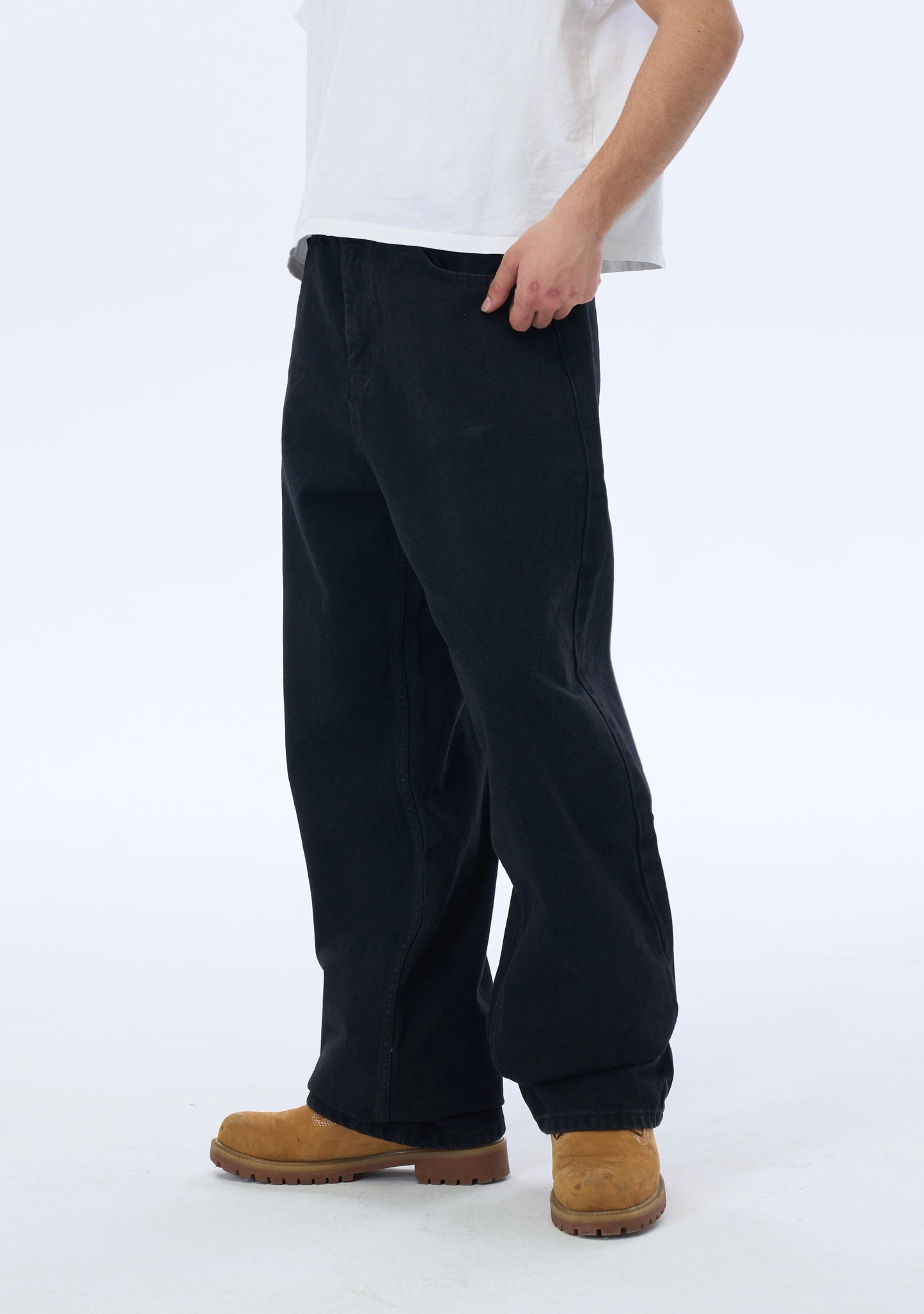 ATE STUDIOS Düz Siyah Baggy Kot Pantolon