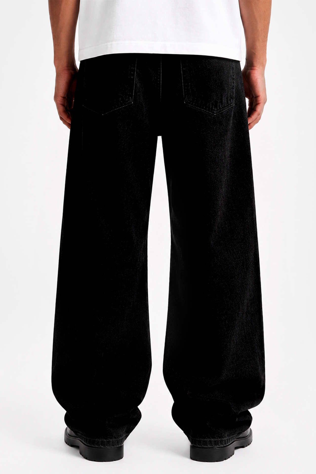 ATE STUDIOS Düz Siyah Baggy Kot Pantolon