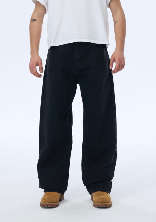 ATE STUDIOS Düz Siyah Baggy Kot Pantolon