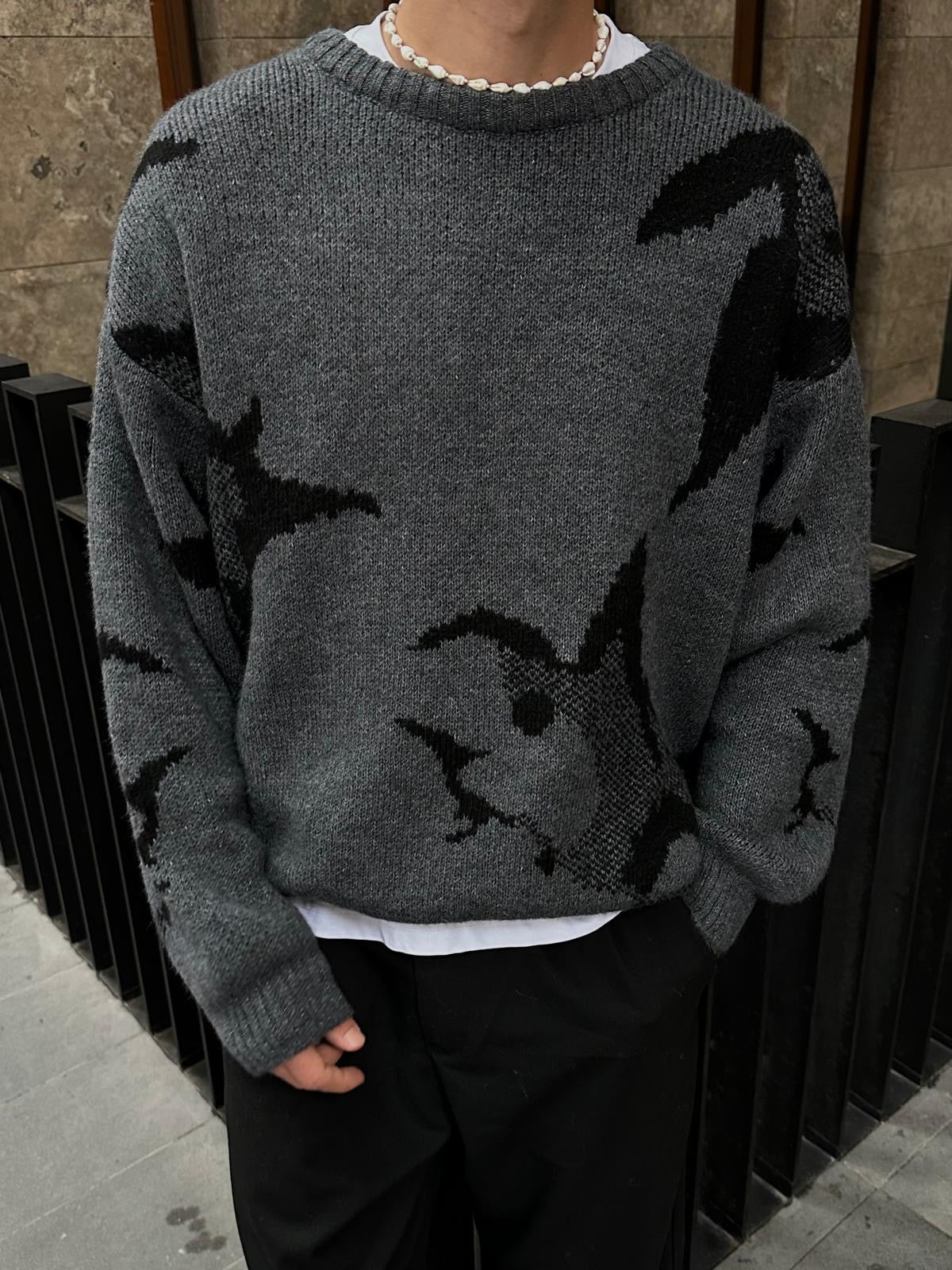 Wolf Premium Baskı Detay Triko Kazak