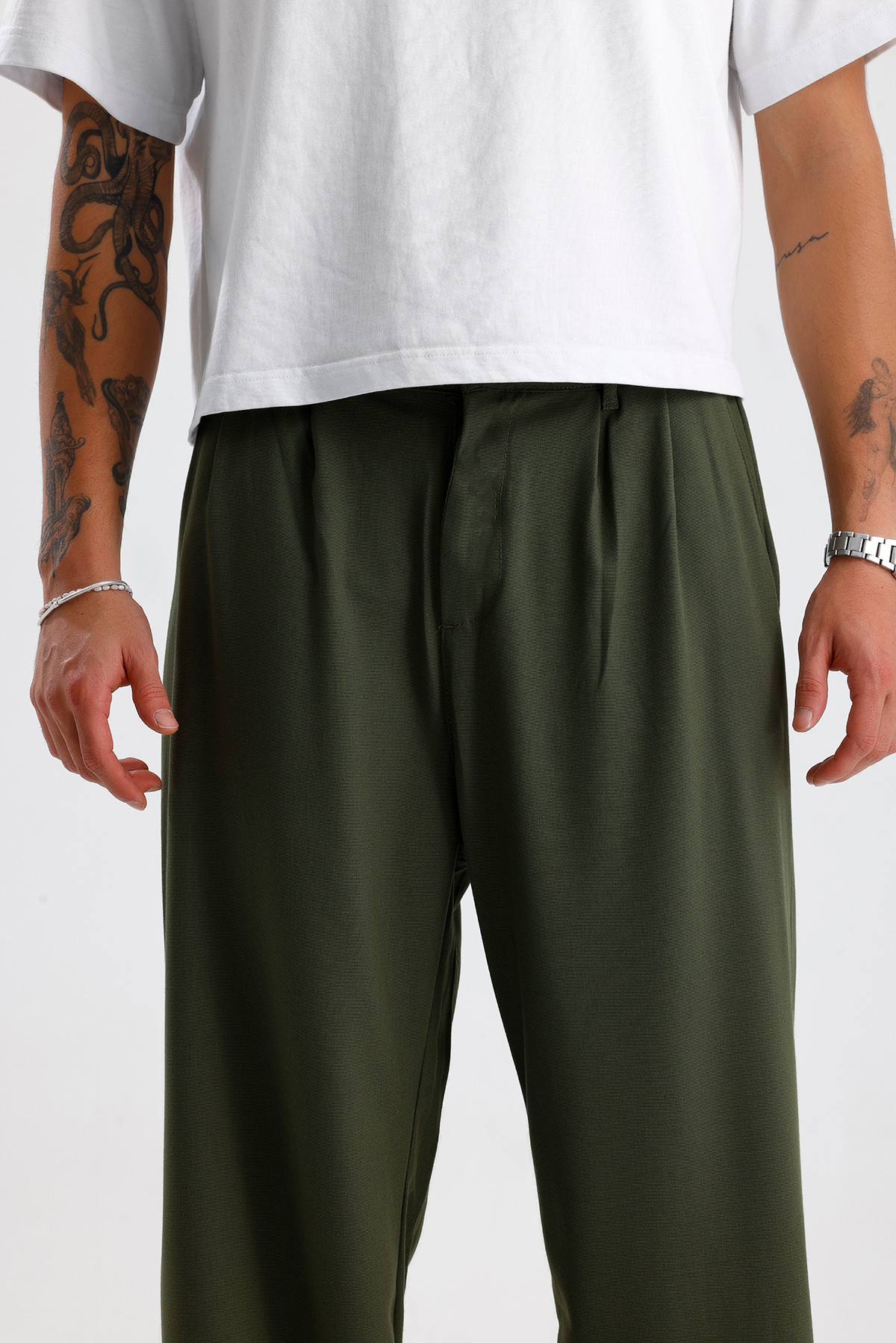 Baggy Fit Pileli Kumaş Pantolon