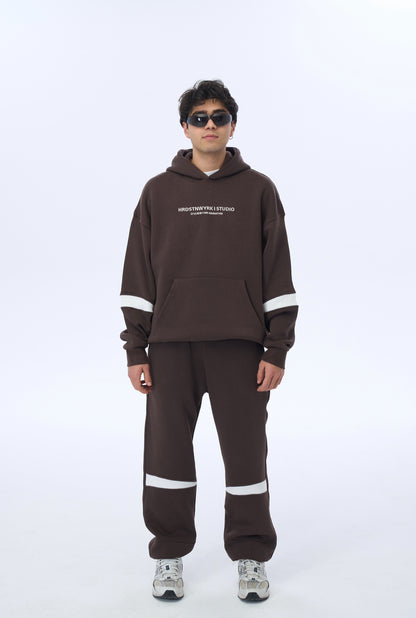 Parça Detay Paça Lastikli Eşofman Takım - Kahverengi