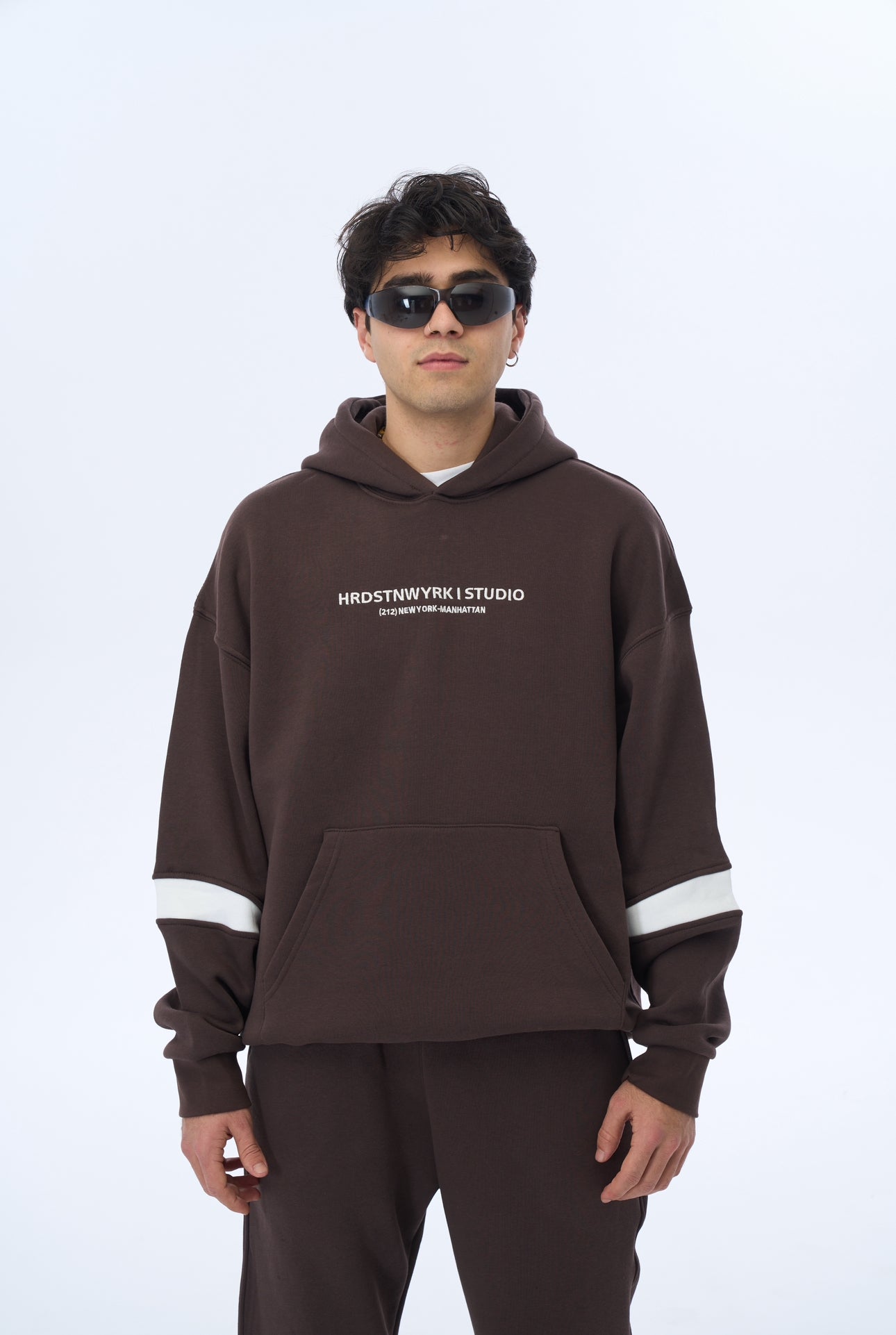 Parça Detay Paça Lastikli Eşofman Takım - Kahverengi