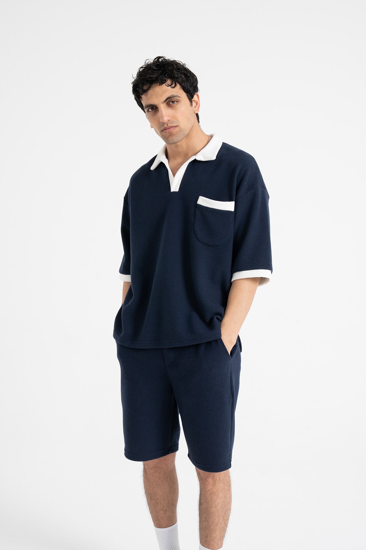 Gofre Detay Polo Yaka Tişört-Şort Premium Takım