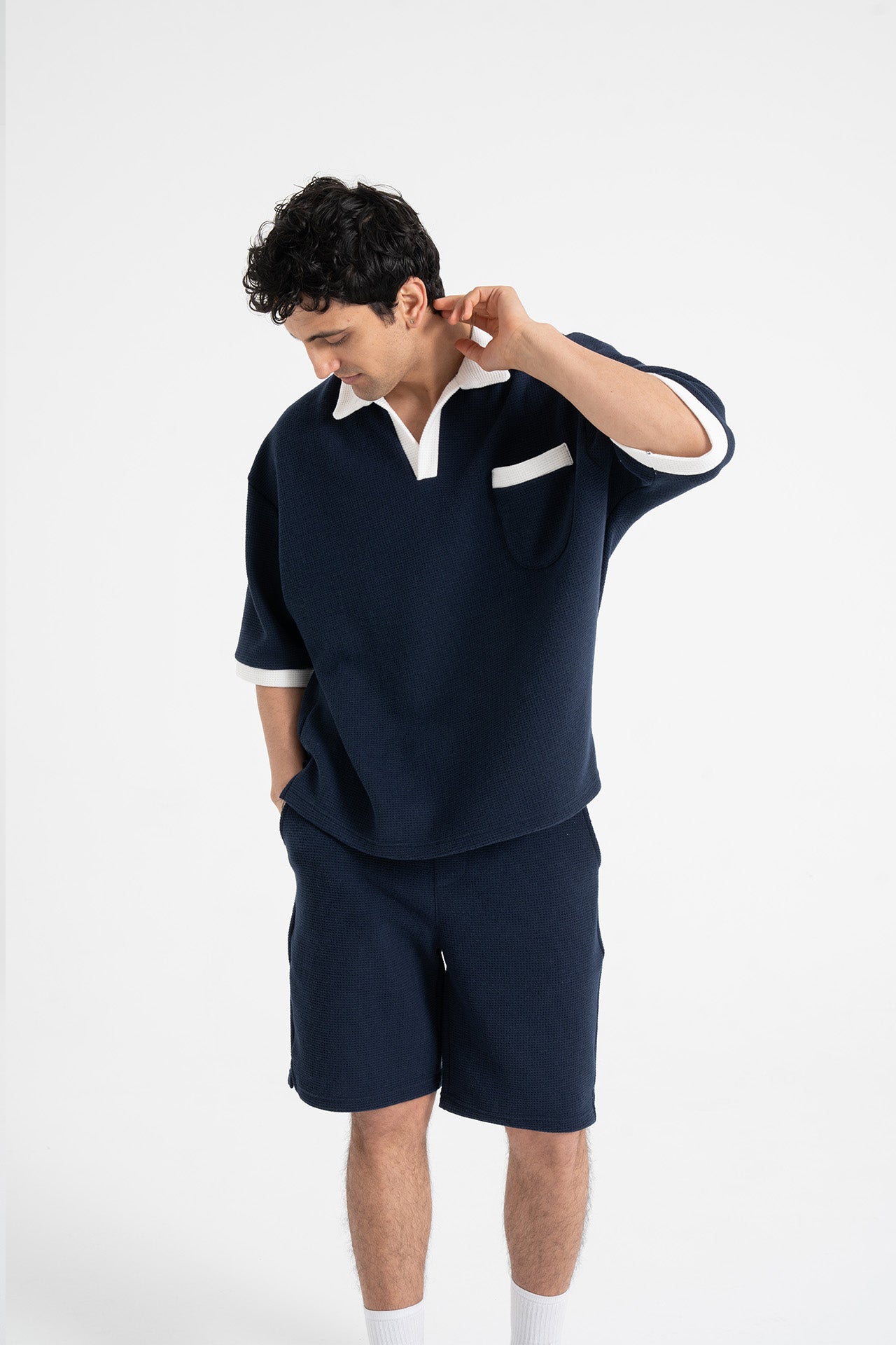 Gofre Detay Polo Yaka Tişört-Şort Premium Takım