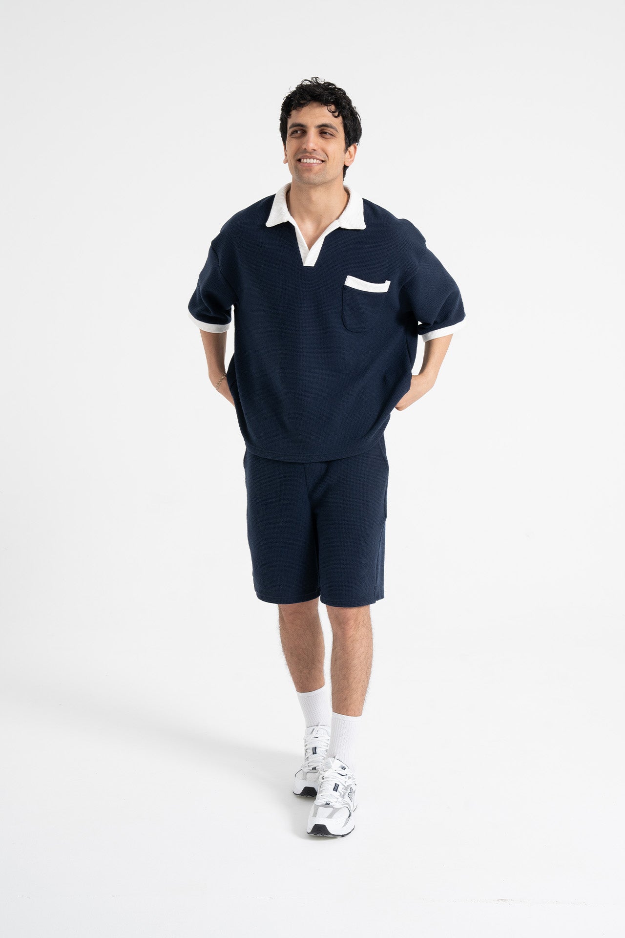 Gofre Detay Polo Yaka Tişört-Şort Premium Takım