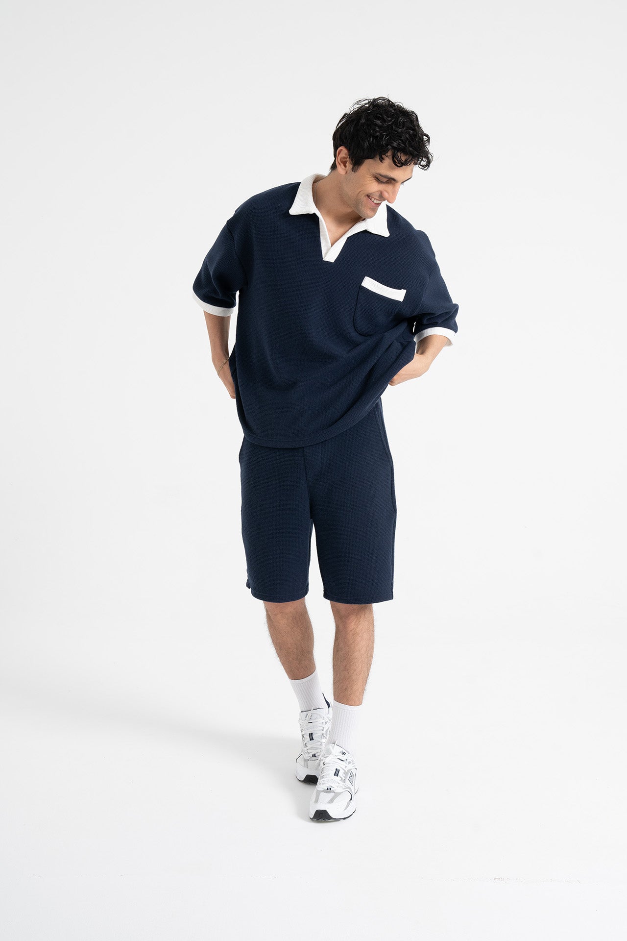 Gofre Detay Polo Yaka Tişört-Şort Premium Takım