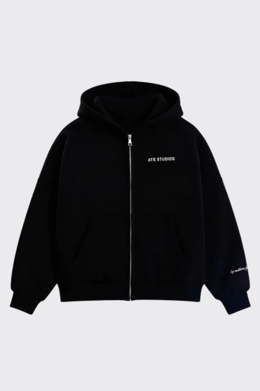 ATE STUDIOS Nakışlı Premium Boxy Fit Oversize Zip Hoodie