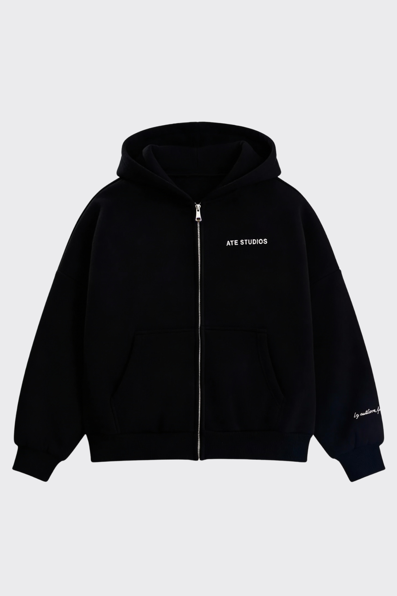 ATE STUDIOS Nakışlı Premium Boxy Fit Oversize Zip Hoodie