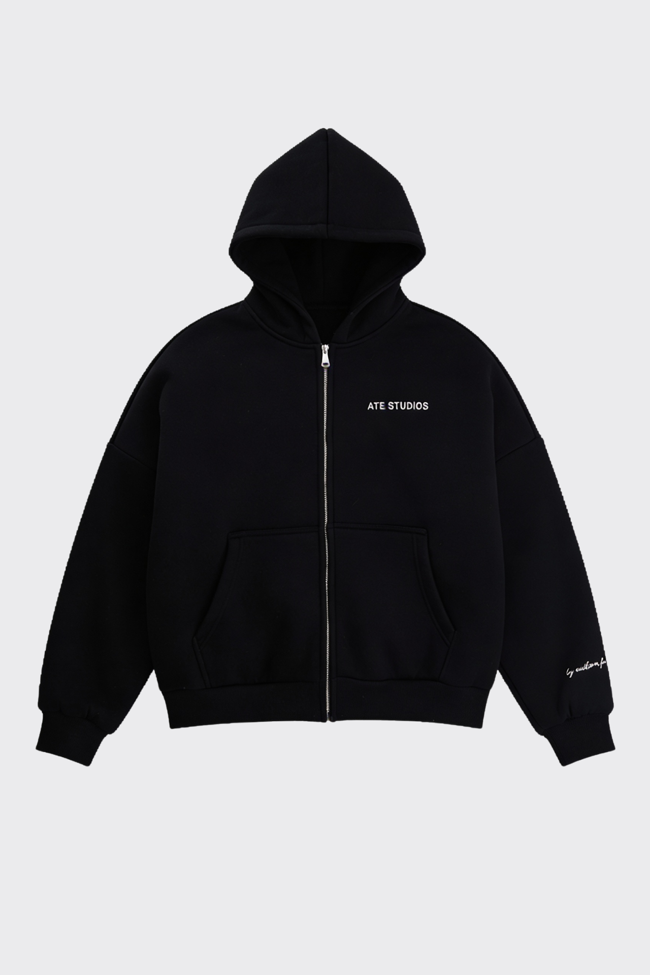 ATE STUDIOS Nakışlı Premium Boxy Fit Oversize Zip Hoodie