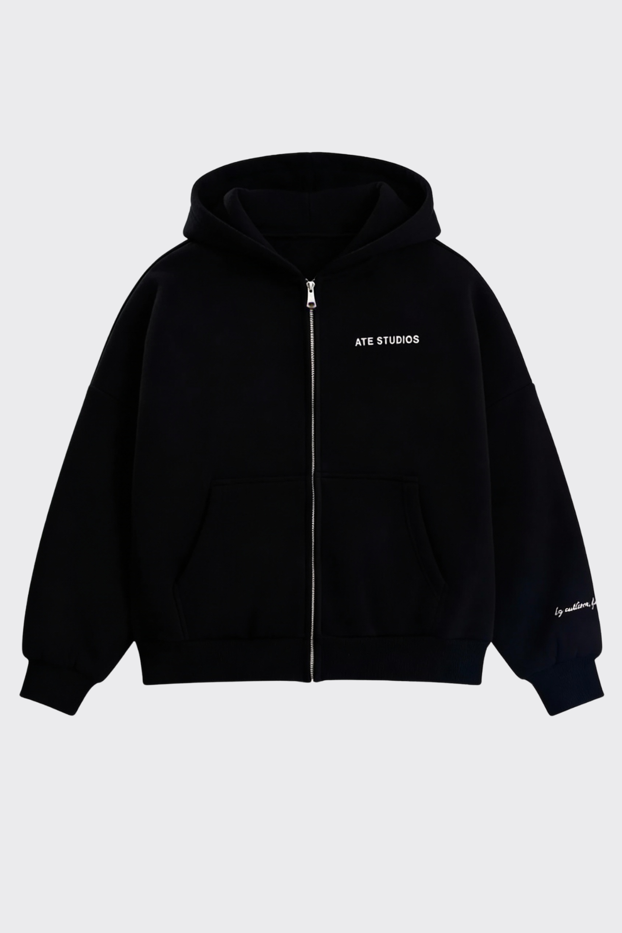 ATE STUDIOS Nakışlı Premium Boxy Fit Oversize Zip Hoodie