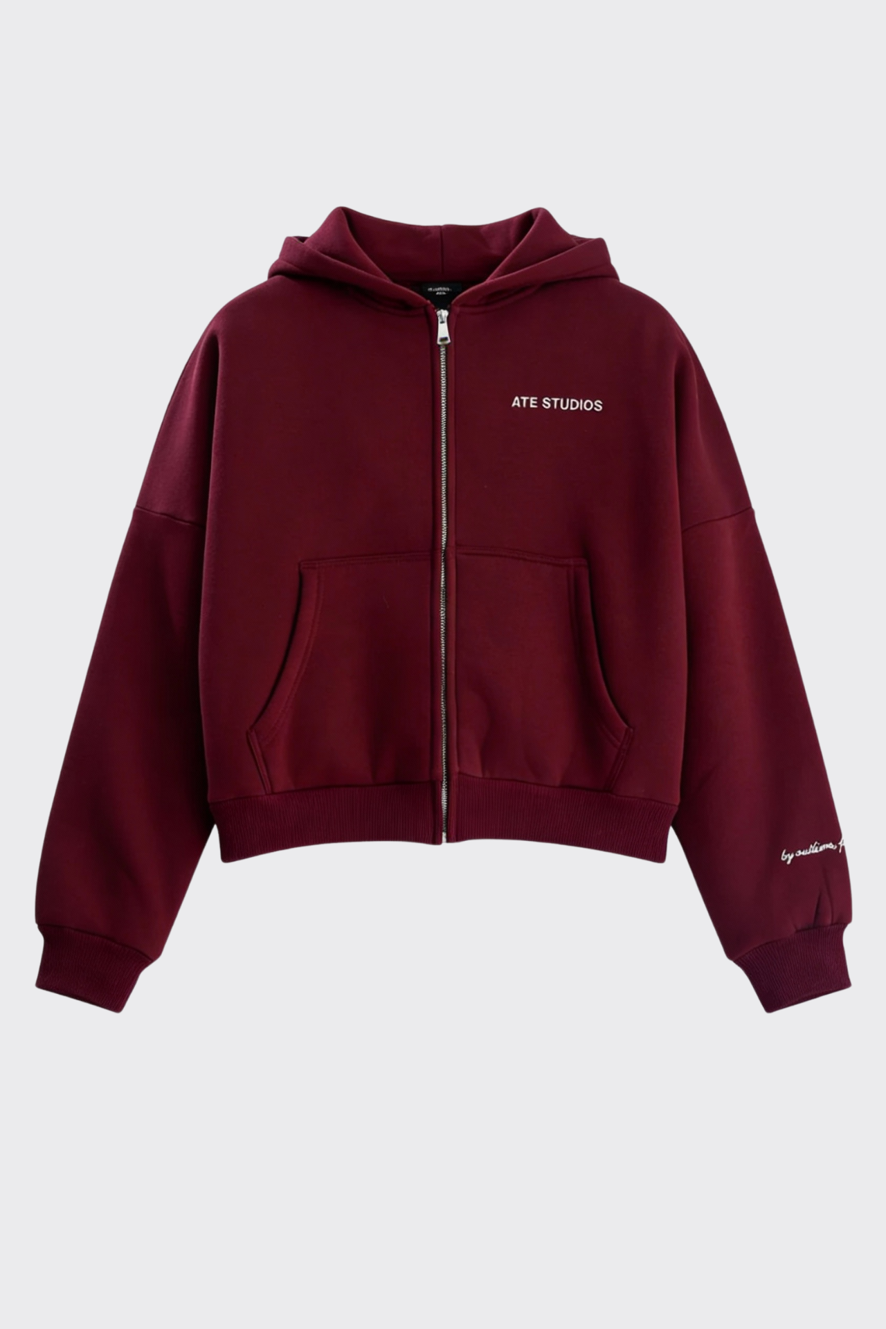 ATE STUDIOS Nakışlı Premium Boxy Fit Oversize Zip Hoodie