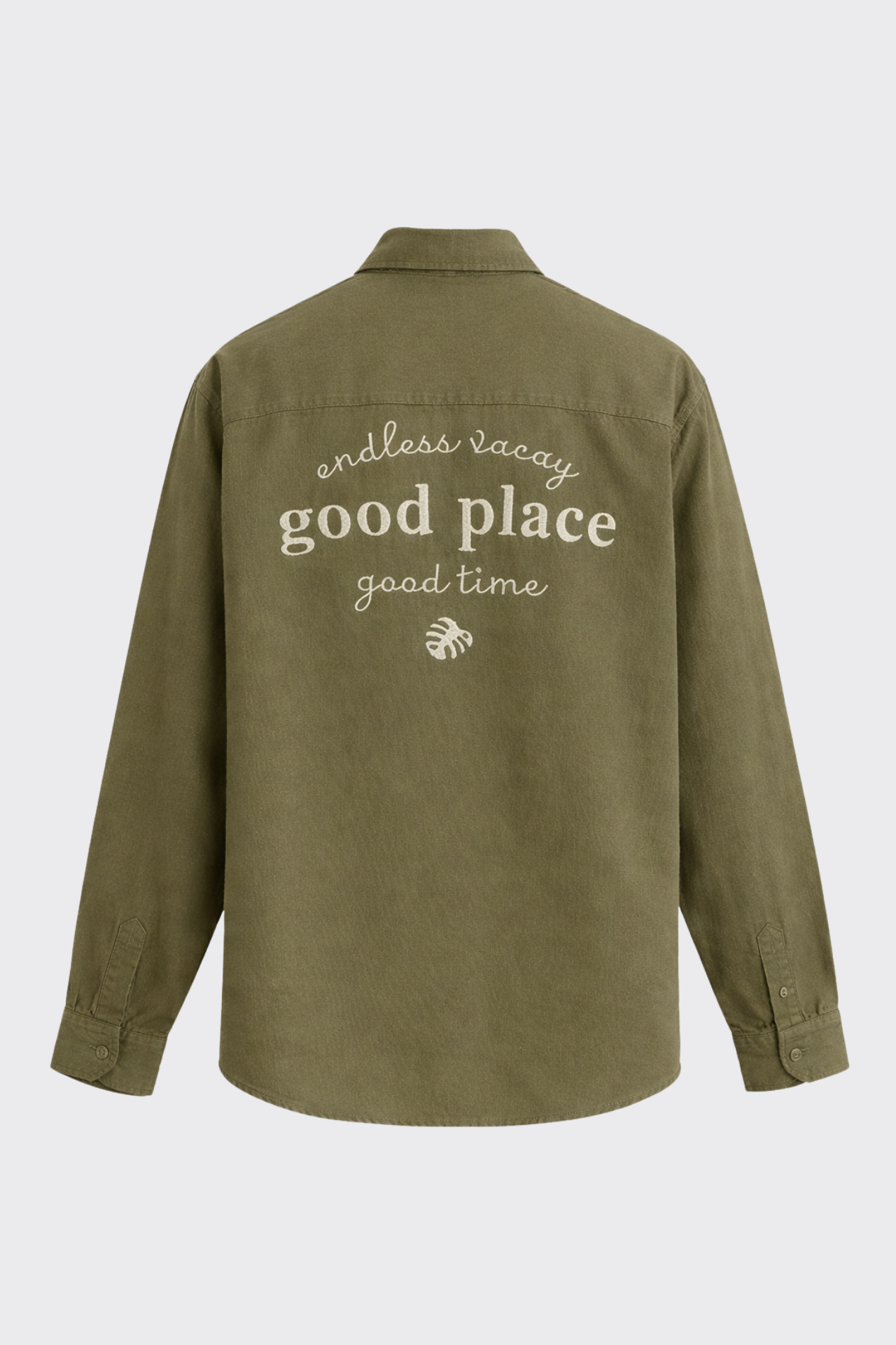 "Good Place" Nakış Detay Premium Oversize Keten Gömlek