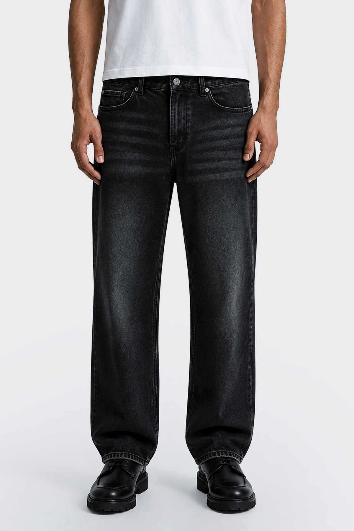 Relaxed Fit Premium Yıkamalı Siyah Kot Pantolon