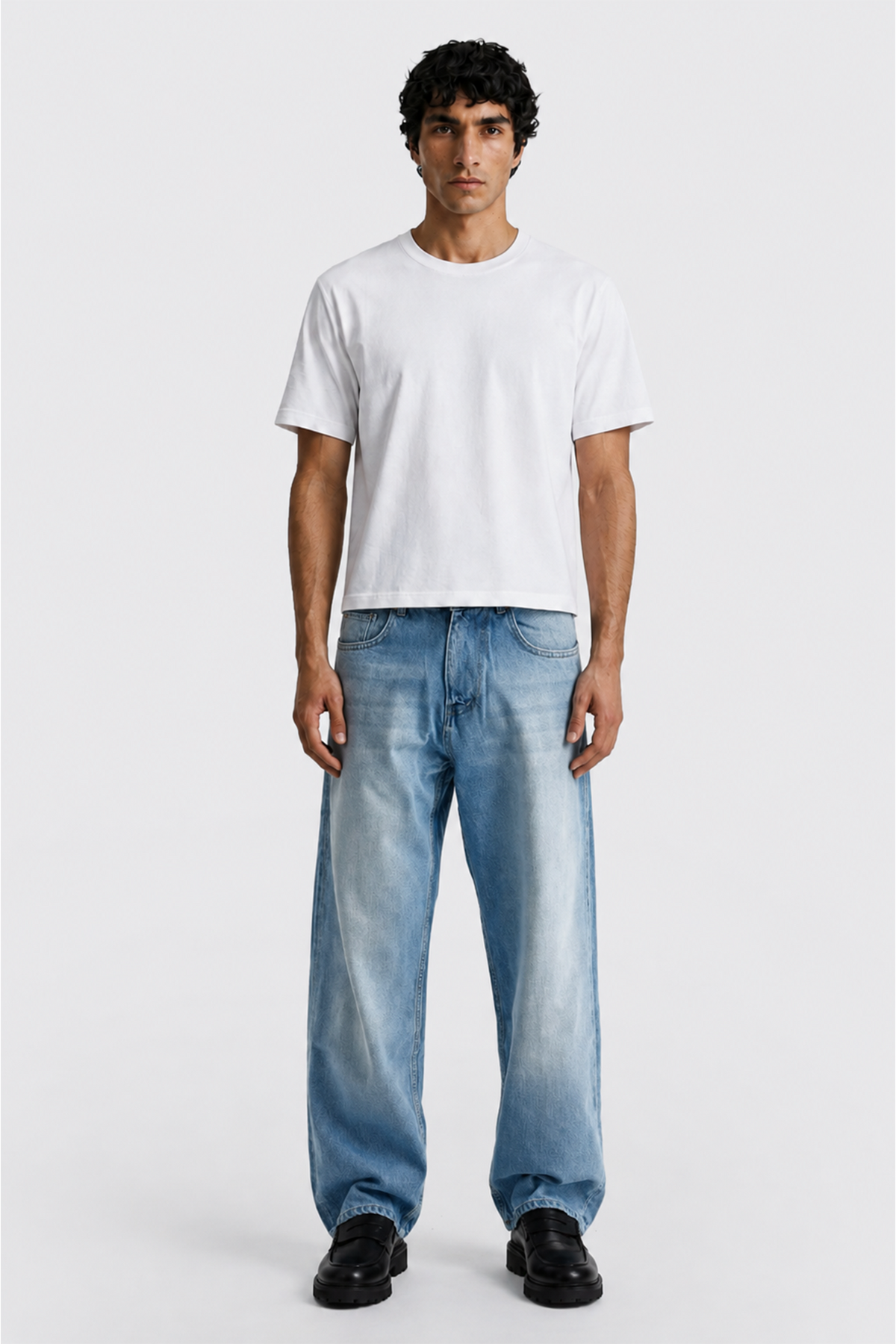 Relaxed Fit Buz Mavi Kot Pantolon