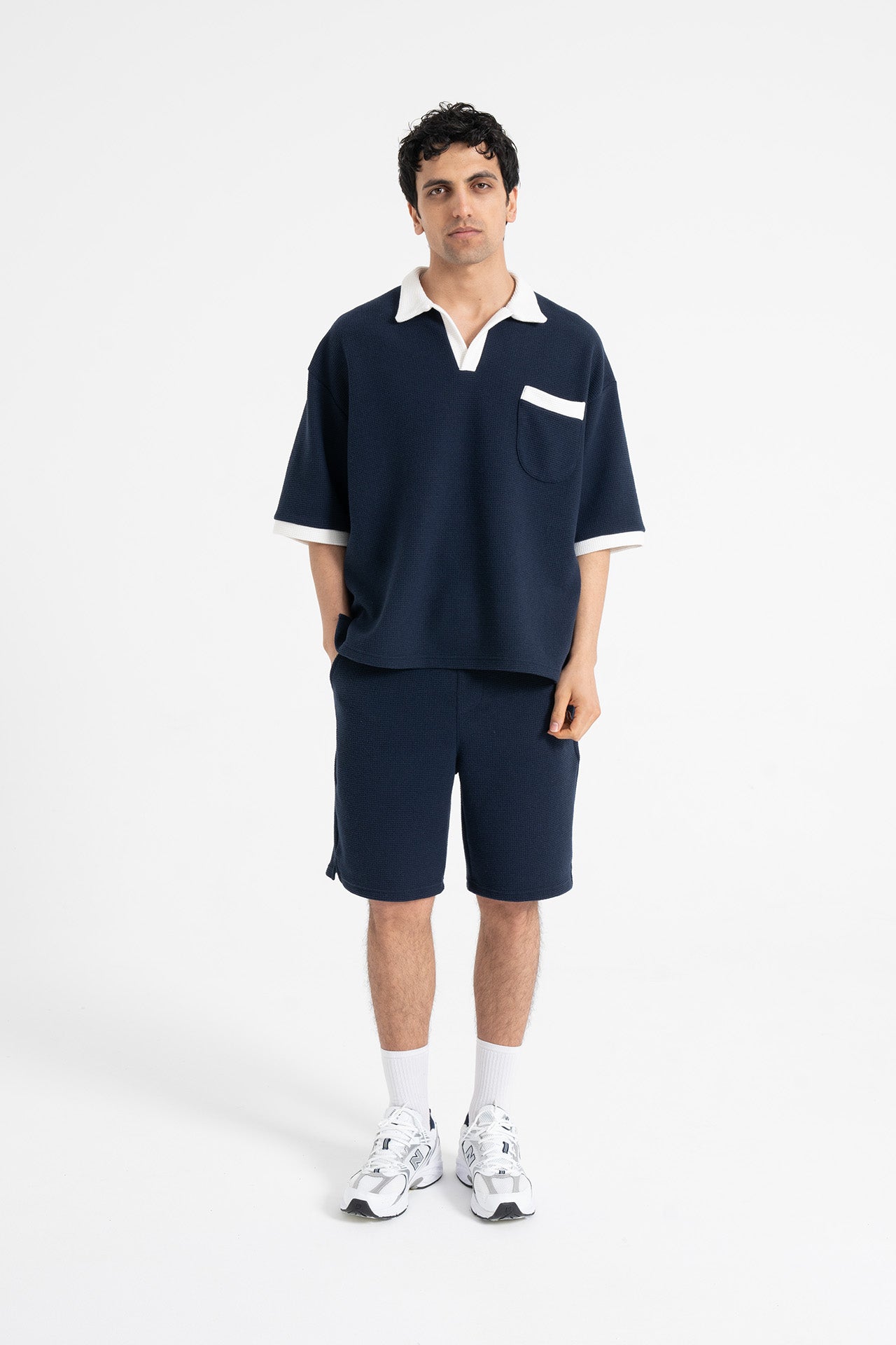 Gofre Detay Polo Yaka Tişört-Şort Premium Takım