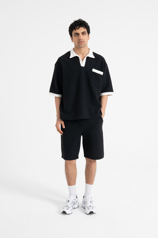 Gofre Detay Polo Yaka Tişört-Şort Premium Takım