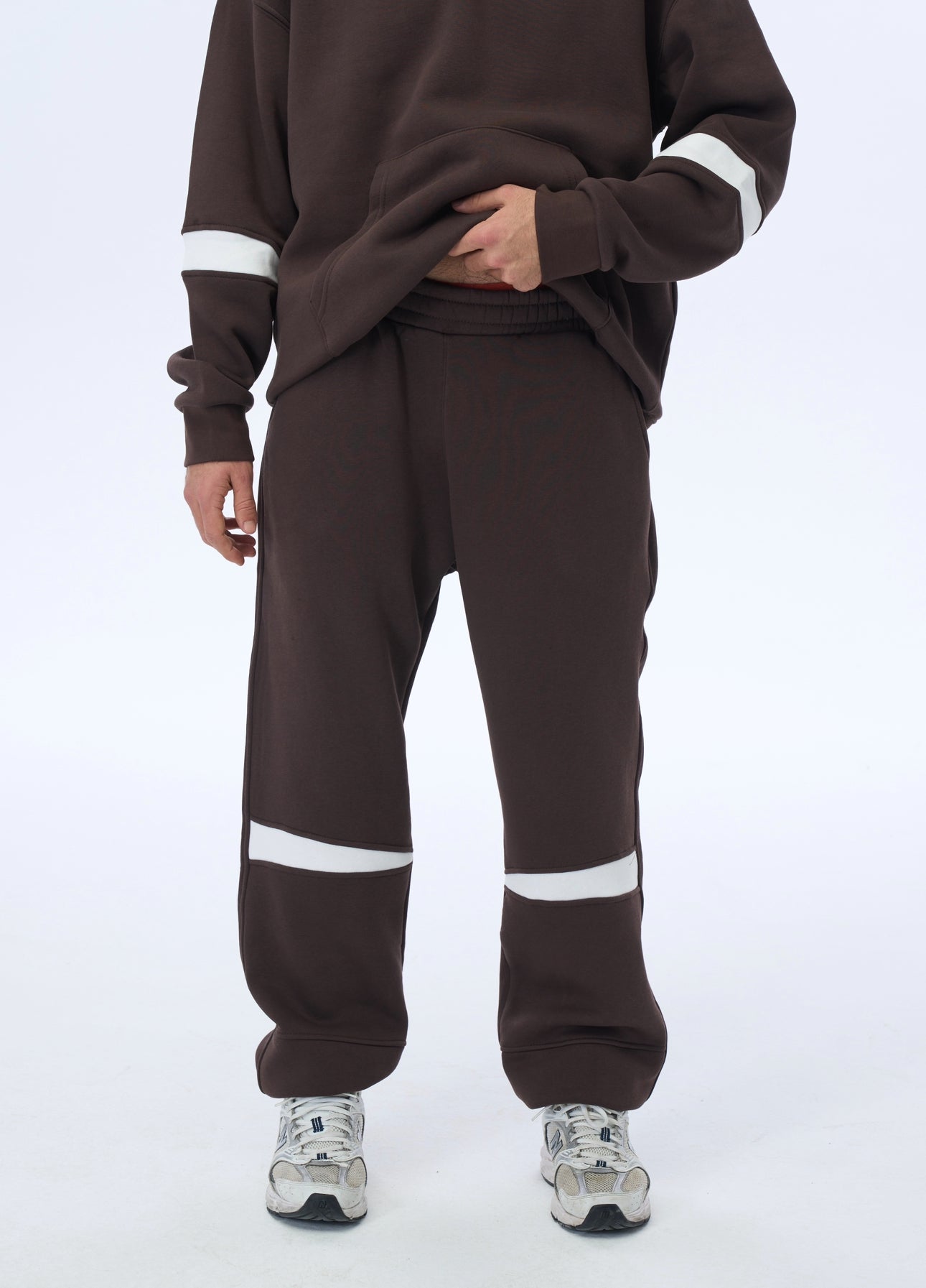 Parça Detay Paça Lastikli Eşofman Takım - Kahverengi