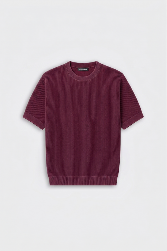Kısa Kollu Bisiklet Yaka Oversize Triko