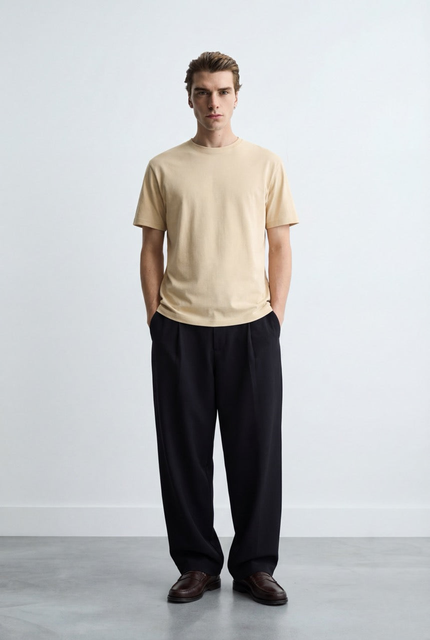 Iconic Tek Pileli Relaxed Fit Kumaş Pantolon