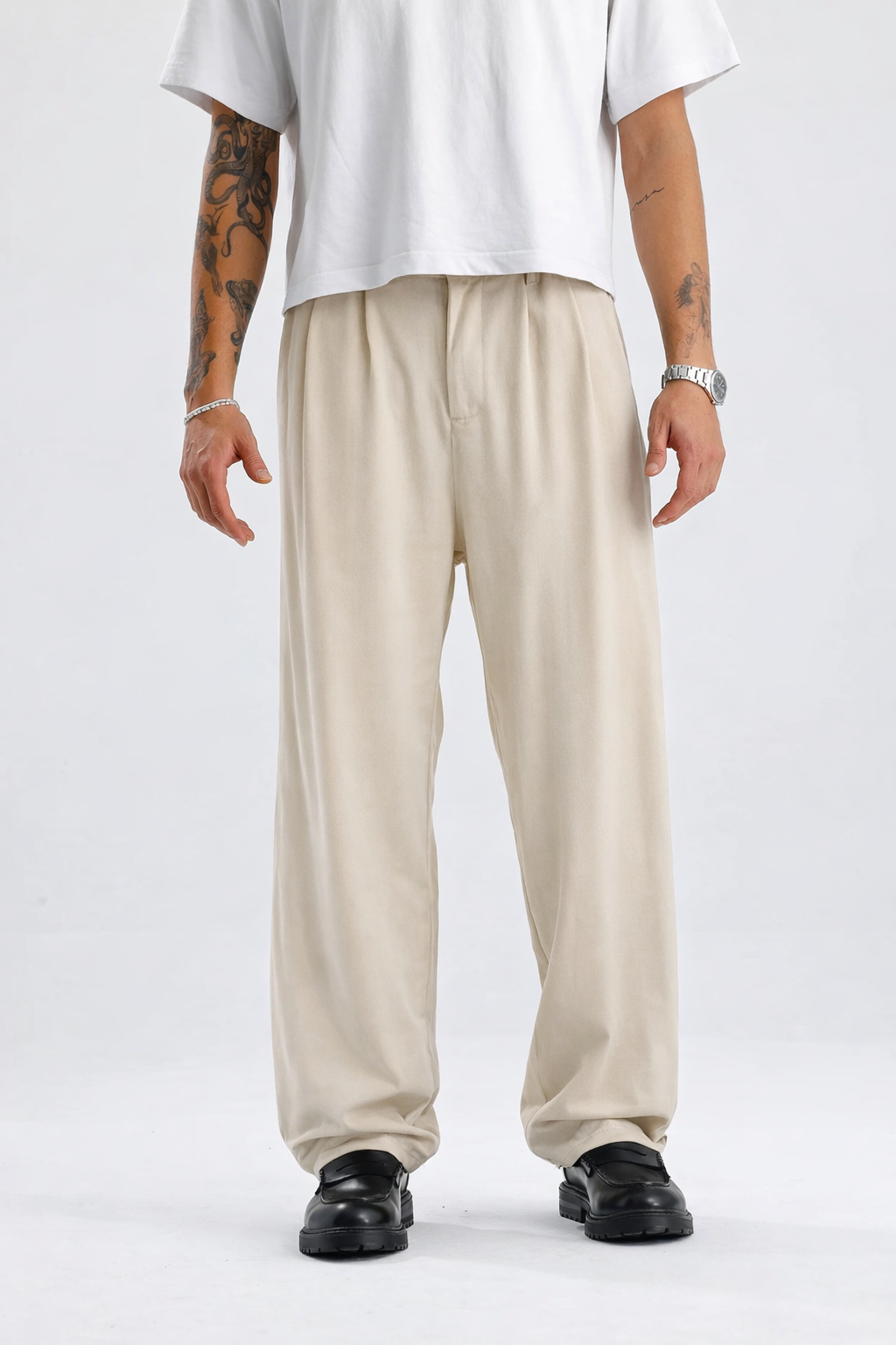Baggy Fit Pileli Kumaş Pantolon