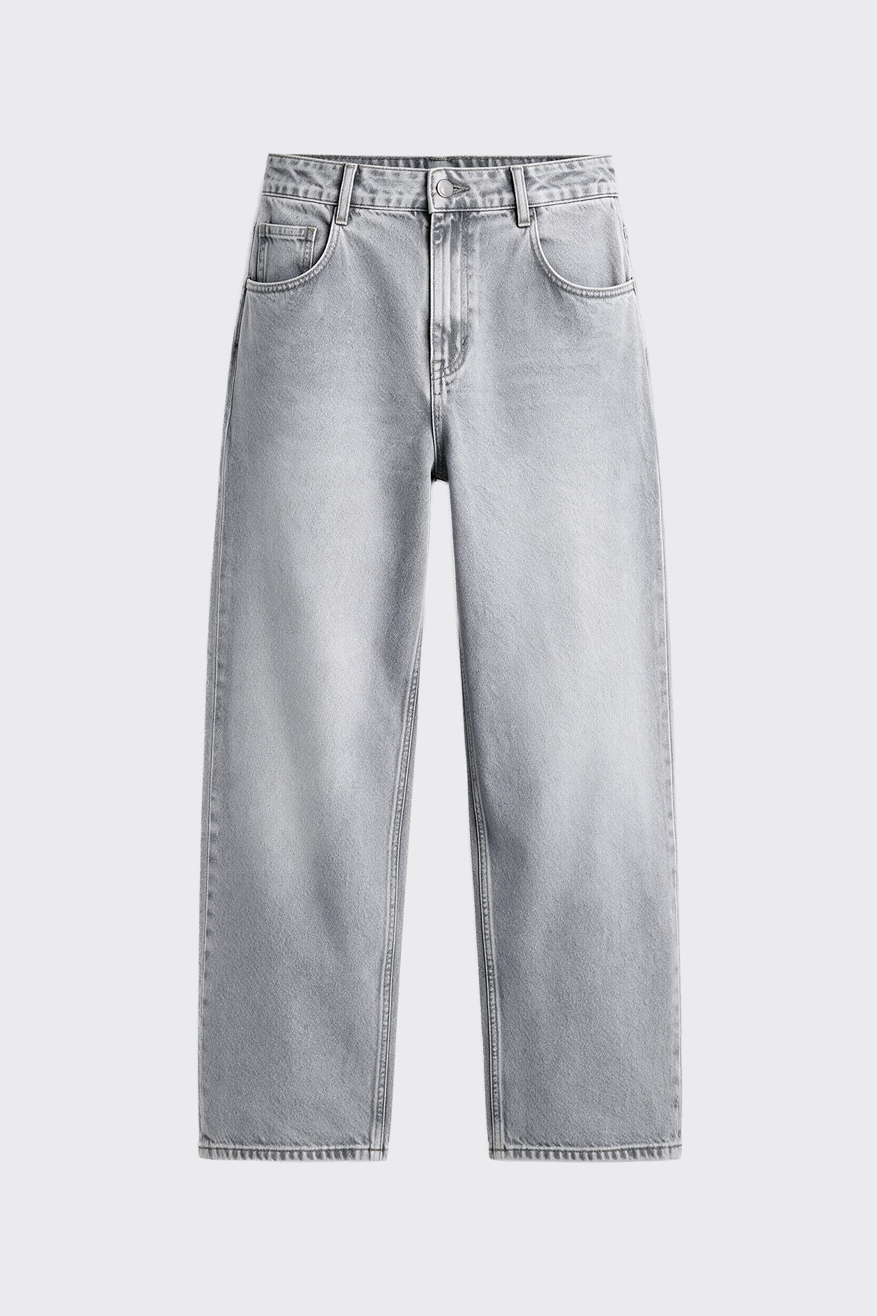 Relaxed Fit Açık Gri Kot Pantolon