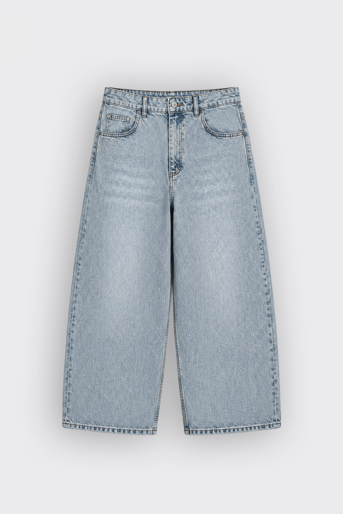 Kar Yıkama Mavi Baggy Kot Pantolon