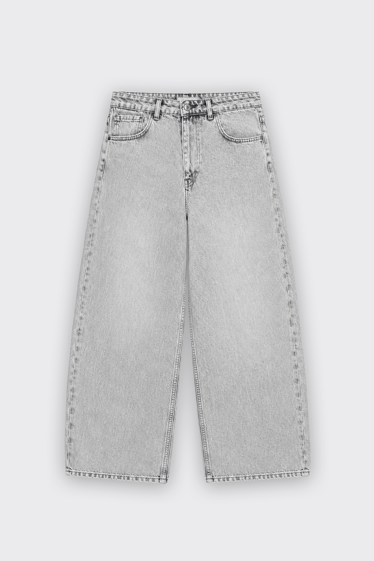 Premium Açık Gri Baggy Kot Pantolon