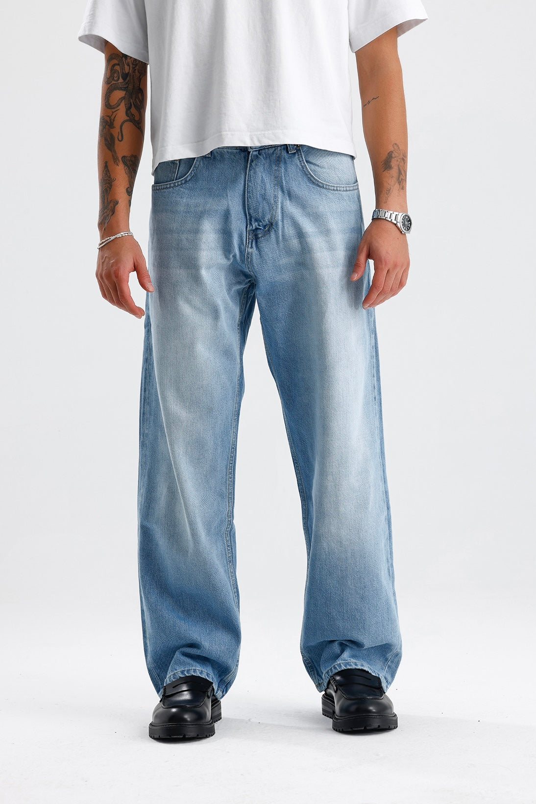 Relaxed Fit Buz Mavi Kot Pantolon